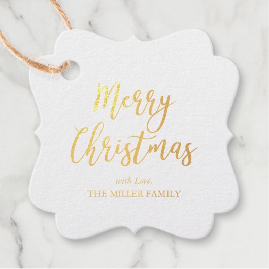 Gold Foil Merry kerstfeestdag cadeautjes Labels (Voorkant)