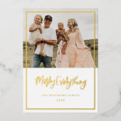 Gold Foil Merry kerstfeestdag fotokaart Folie Feestdagenkaart (Voorkant)