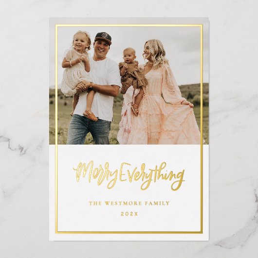 Gold Foil Merry kerstfeestdag fotokaart Folie Feestdagenkaart (Voorkant)