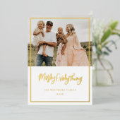 Gold Foil Merry kerstfeestdag fotokaart Folie Feestdagenkaart (Staand Voorkant)