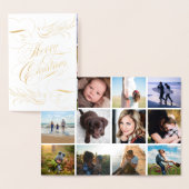 Gold Foil Merry-kerstkalligrafie foto's Folie Kaarten (Display)