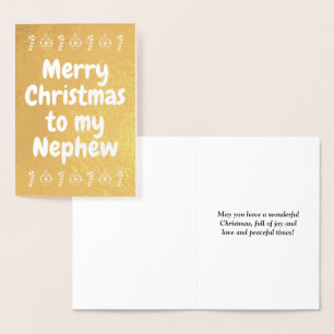Gold Foil "Merry Kerstmis naar mijn Nephew"-kaart Folie Kaarten