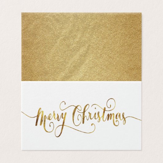 Gold Foil Merry-kerstscript Kaart (Buitenkant ongevouwen)