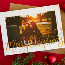 Gold Foil Merry kerstscript met foto's