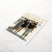 Gold foil Merry-kerstscript modern Folie Feestdagenkaart (Gedraaid)