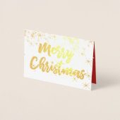Gold Foil Merry-kerstscript voor hartsneeuw Folie Kaarten (Voorkant)