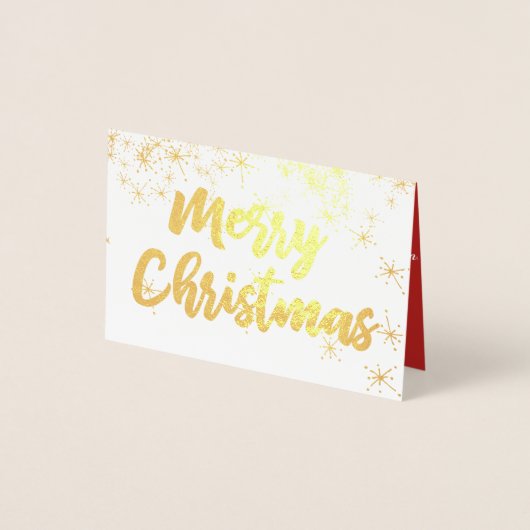 Gold Foil Merry-kerstscript voor hartsneeuw Folie Kaarten (Voorkant)
