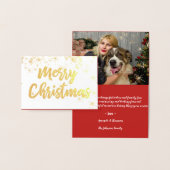 Gold Foil Merry-kerstscript voor hartsneeuw Folie Kaarten (Display)