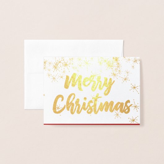 Gold Foil Merry-kerstscript voor hartsneeuw Folie Kaarten (Voorkant met envelop)
