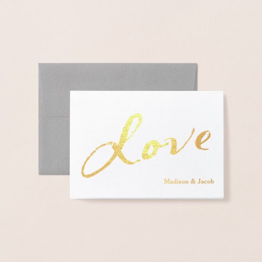 Gold Foil met Love Hartelijk dank! Kaart op grijs (Voorkant met envelop)