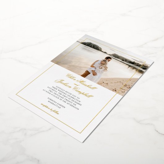 Gold Foil met minimalistische legant bruiloft Folie Uitnodiging (Gedraaid)