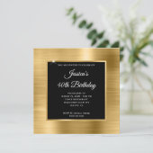 Gold Foil met zwarte bekleding 40e verjaardag Kaart (Staand voorkant)