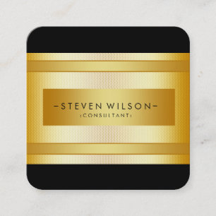 Gold Foil Metal Professional Modern Elegant Black Vierkante Visitekaartje