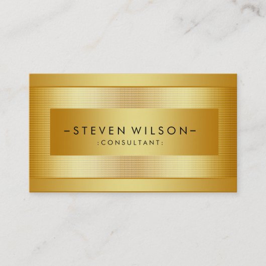 Gold Foil Metal Professional Modern Elegant Black Visitekaartje (Voorkant)
