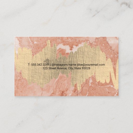 Gold Foil Metallic Scribble | Oranje marmer Visitekaartje (Achterkant)