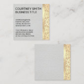 Gold Foil Metallic Trim Damask White Leather Vierkante Visitekaartje (Voorkant / Achterkant)