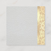 Gold Foil Metallic Trim Damask White Leather Vierkante Visitekaartje (Achterkant)