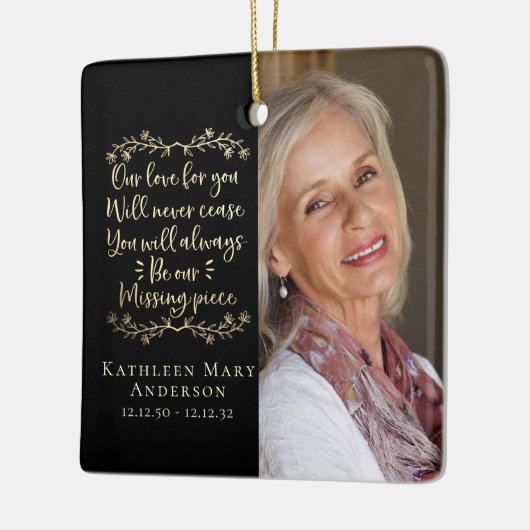 Gold Foil Missing Piece Memorial Foto Keepslag Keramisch Ornament (Links)