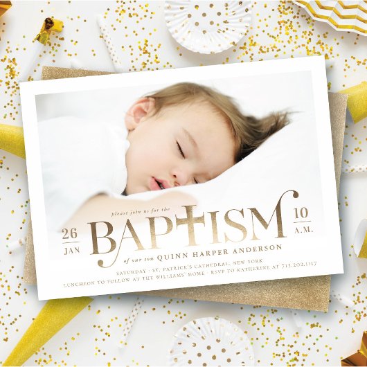 Gold Foil Modern Bold Cross Stijlvolle foto Foto Kaart