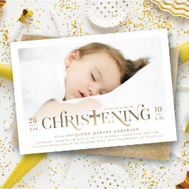 Gold Foil Modern Cross Christening Foto Religieuze Kaart