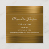 Gold Foil Modern Elegant Borhed Metal Vierkante Visitekaartje (Achterkant)