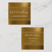 Gold Foil Modern Elegant Borhed Metal Vierkante Visitekaartje (Voorkant / Achterkant)