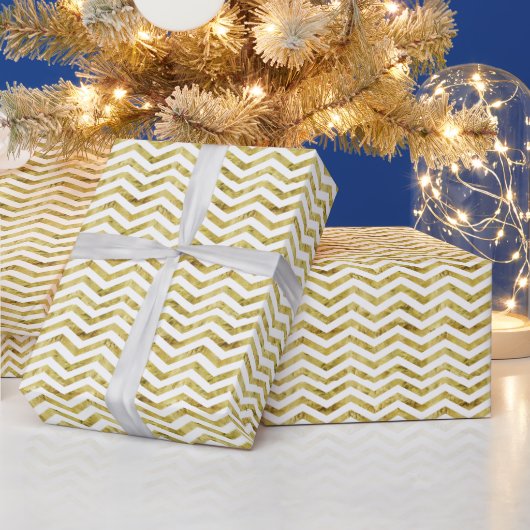 Gold Foil Modern Elegant Chevron Cadeaupapier (Feestdagen)