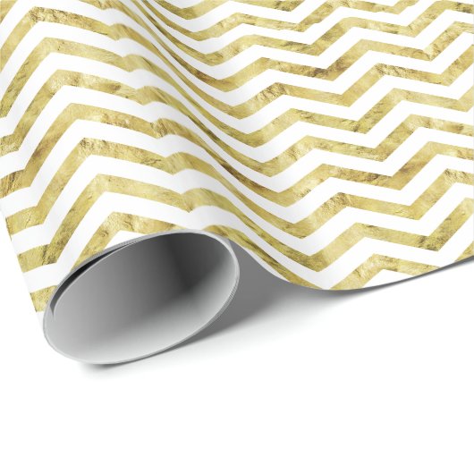 Gold Foil Modern Elegant Chevron Cadeaupapier (Rol Hoek)