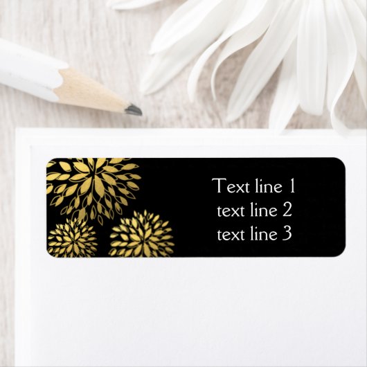 Gold Foil Modern Floral Wedding Adresetiketten Etiket (Insitu)
