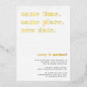 Gold Foil Modern Wedding Postponement Kaart (Voorkant)