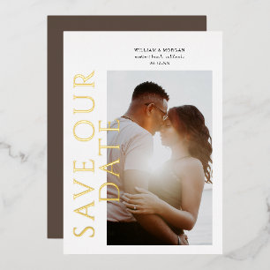 Gold Foil Modern Wedding Save the Date Folie Uitnodiging
