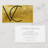 Gold Foil Moderne Initialen Simple Visitekaartje (Voorkant / Achterkant)