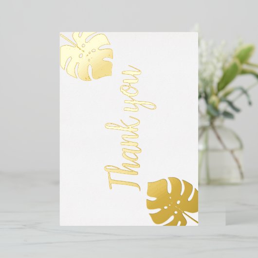 Gold foil monimaal script bruiloft bedankt folie uitnodiging (Staand Voorkant)