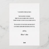 Gold foil monimaal script bruiloft bedankt folie uitnodiging (Achterkant)