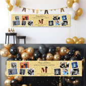 Gold Foil Monogram 10 Multi Photo Graduation Party Spandoek