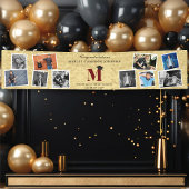 Gold Foil Monogram 10 Multi Photo Graduation Party Spandoek