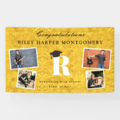 Gold Foil Monogram 4 Foto Modern Graduation Party Spandoek (Horizontaal)