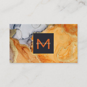Gold Foil Monogram Amber Grey Black Visitekaartje