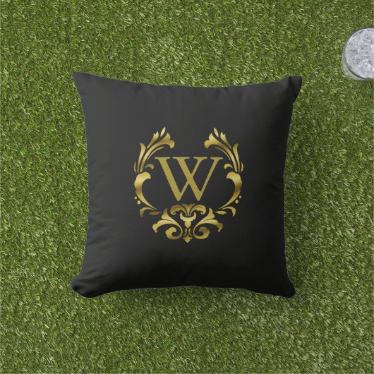 Gold Foil Monogram Embleem | Kies uw kleur Buitenkussen (Gras)