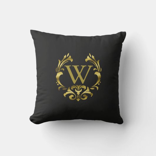 Gold Foil Monogram Embleem | Kies uw kleur Buitenkussen (Voorkant)