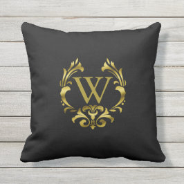 Gold Foil Monogram Embleem | Kies uw kleur Buitenkussen