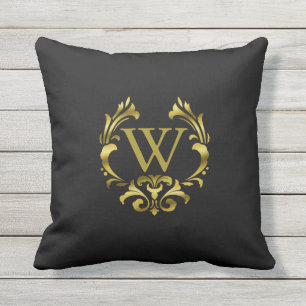 Gold Foil Monogram Embleem   Kies uw kleur Buitenkussen