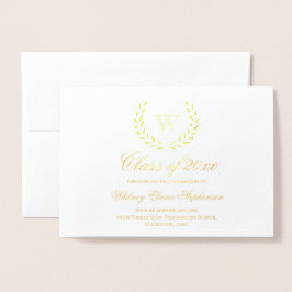 Gold Foil Monogram Foto College Graduatie Folie Kaarten