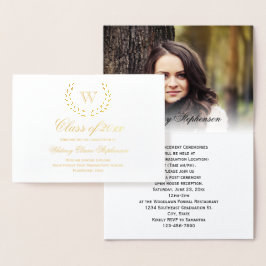 Gold Foil Monogram Foto College Graduatie Folie Kaarten