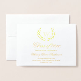 Gold Foil Monogram Foto College Graduatie Folie Kaarten