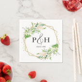 Gold Foil Monogram Geometric Greenery Wedding Servet (Insitu)