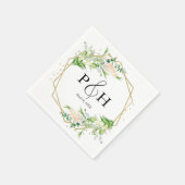 Gold Foil Monogram Geometric Greenery Wedding Servet (Hoek)