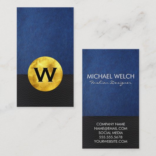 Gold Foil Monogram | Lederkleurblok Visitekaartje (Voorkant / Achterkant)