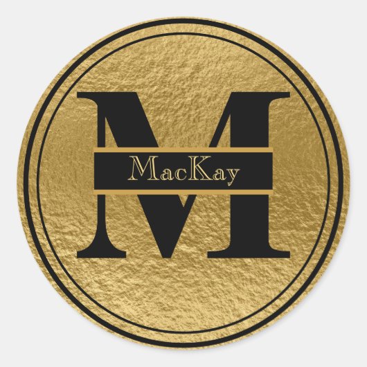 Gold Foil Monogram Scottish MacKay Sticker Seal (Voorkant)