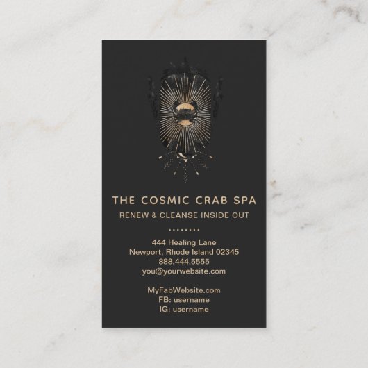 *~* Gold Foil Moon Crab Celestial Mermaids Visitekaartje (Achterkant)